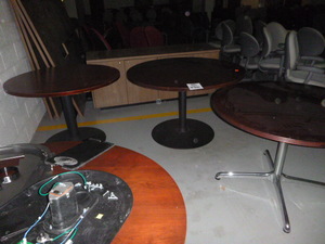 3 Wood Top Round Tables