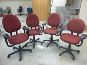 4 Red Rolling Office Chairs