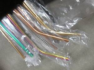 lot 95 image: 4 Stainless Steel Straw Sets with c...