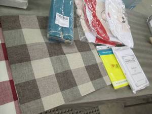 lot 233 image: 3 Checked Pillow Covers, Shower Cur...