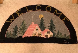 lot 11 image: Hand Hooked Welcome Rug