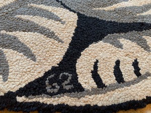 lot 80 image: Two Vintage Cat Themed Hooked Rugs