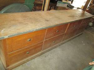 lot 71 image: Oak Work Bench 10 X 25 X 34 With...
