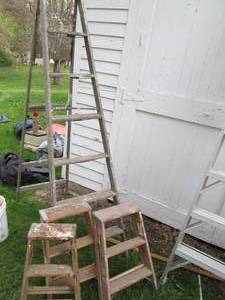 lot 100 image: Large Lot of Ladders, (1)  7 & Sm...