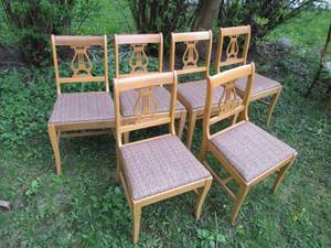 lot 105 image: 6 Wood Chairs Good Upholstery...