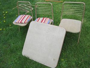 lot 107 image: Folding Card Table & 3 Chairs, with...