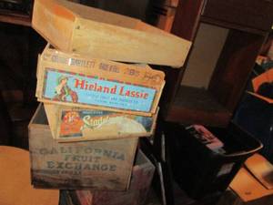 lot 128 image: Vintage Fruit Crates, Wood Stand, M...