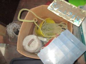 lot 129 image: 2 Boat Anchors, & Plastic Organizer...