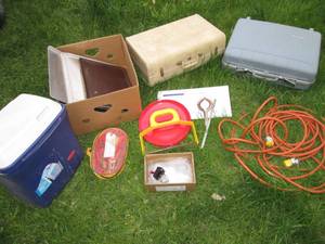 lot 138 image: Suitcases & Jumper Cables, Baking P...