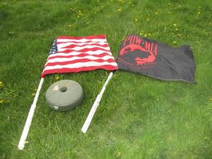lot 139 image: (2) Flags With Stand See Photos...