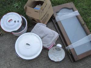 lot 175 image: Enamel Ware, Vintage Doors, & Table...