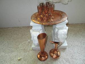 lot 29 image: (2) Elephant Statues, Glasses, & Co...