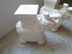 lot 30 image: (2) Elephant Statues- Ceramic...