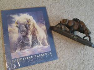 lot 82 image: Buffalo Stature With Wall Art...
