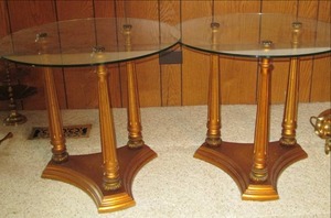 lot 100 image: (2) End Tables With Glass Tops...