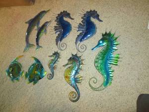 lot 107 image: Large Lot of Metal Fish and Ocean S...