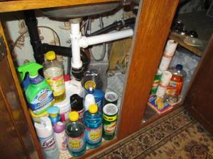 lot 130 image: Cabinet Full of Cleaning Supplies ...