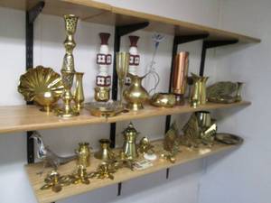 lot 151 image: Huge Lot Of Brass in Tote With Elvi...