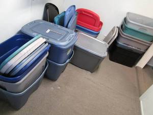 lot 156 image: Totes With Lids Storage Room...