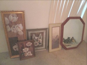 lot 162 image: Large Wall Mirror & Wall Art...