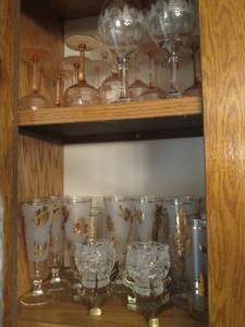 lot 236 image: Glasses, Candle Holders, & Decanter...