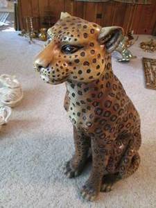 lot 80 image: Leopard Statue (28 Tall) One Ear...