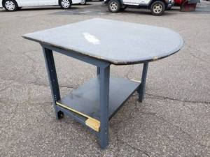 lot 229 image: Metal Shop Table with WoodComposite Top
