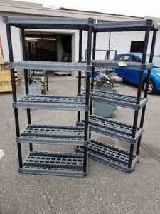 lot 241 image: Lot of (2) Plastic Storage Racks 5-tier