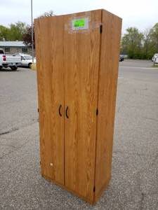 lot 247 image: Wood Office Storage Cabinet 2-door 4-shelf