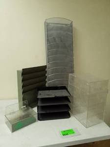 lot 284 image: Lot of (5) Office Wall and Desk Paper Organizers