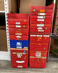 lot 157 image: 50 Plastic Storage bins 8 x 11 x 4