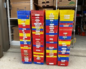 lot 156 image: 120 Plastic Storage Bins 7 x 11 x 4