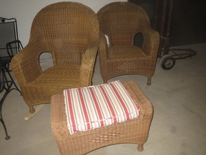 Patio chairs and foot stool