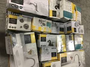 lot 2 image: Pallet of assorted kitchen and bathroom faucets all complete