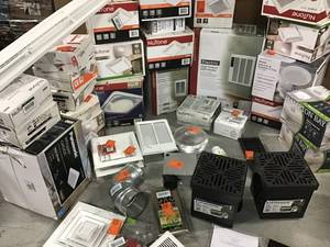 lot 6 image: Pallet of assorted bath fans and wall heaters ( customer returns ) (all sort of sizes and brands )