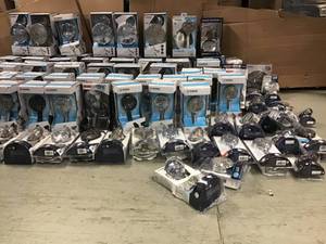 lot 16 image: pallet of assorted bathroom appliances ( shower heads ) ( brand includes Moen ) ( all customer returns )