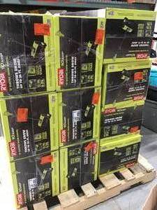 lot 18 image: PALLET OF ASSORTED RYOBI 12 in. 10 Amp Corded Electric Snow Blower Shovels ( all customer returns ) mostly are new 