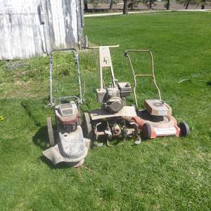 lot 25 image: Lot of Brush Mower, Lawn Mower and Tiller