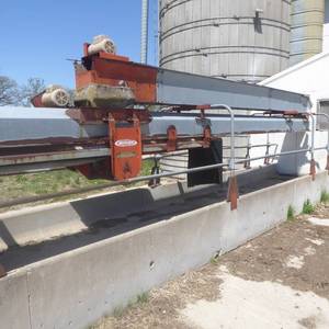 lot 54 image: 80 Feeder Trough with Jamesway Volume Belt Feeder