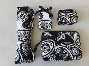 lot 12 image: Vera Bradley Pill Box, Curling Iron Cover, Note Pad, & Small Tablet Case