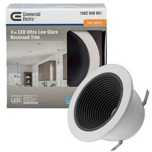 lot 319 image: (4 Pack) Commercial Electric 4 in. Black Ultra Low Glare Mini Step Integrated LED Recessed Trim 53196101