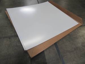 lot 124 image: 2 Sheets of White Laminate Panels Approximately 48 X 48 - Small cracks on Corners and Edges.