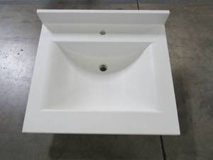 lot 130 image: Swan Contour 25 in. W x 22 in. D Solid Surface Vanity TopSink in White, CV2225-010