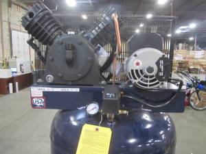 lot 1-712 image: Campbell Hausfeld 80 Gal. Vertical Two Stage Stationary Electric Air Compressor 14CFM 5HP 230V 1PH (HS5180)