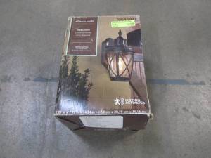 lot 810 image: allen  roth Castine 13.78-in H Rubbed Bronze Motion Activated Outdoor Wall Light 39479