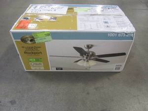 lot 811 image: Hampton Bay Rockport 52 in. LED Brushed Nickel Ceiling Fan 51750