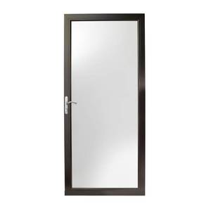 lot 602 image: Andersen 36 in. x 80 in. 3000 Series Black Left-Hand Fullview Easy Install Aluminum Storm Door with Nickel Hardware