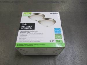 lot 837 image: Project Source 2-pack 13-in W Brushed Nickel Led Flush Mount Light Energy Star cll239-22bnk