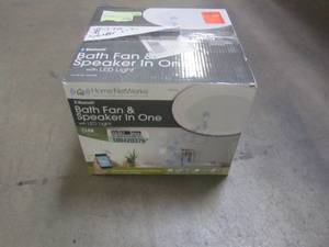 lot 843 image: Homewerks Worldwide Bluetooth Bath Fan & Speaker with LED Light and Blue Nightlight 7130-02-BT