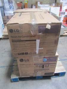 lot 203 image: Pallet - 4 LG Electronics 10,000 BTU Window Smart (Wi-Fi) Air Conditioner with Remote, ENERGY STAR LW1017ERSM